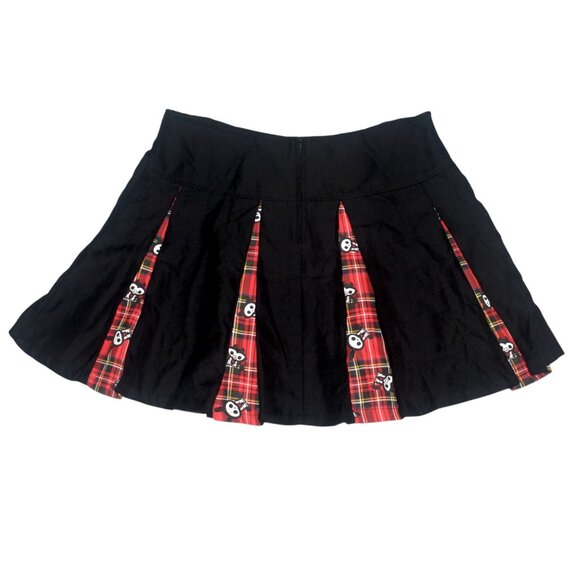 Hot Topic Skelanimals Plaid Contrast Pleated Skirt Black Red Goth 2X - Picture 4 of 7